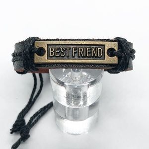 Black leather bracelet.